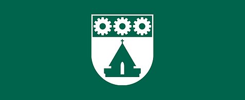 Bild med kommunens logga vöer en grön bakgrund.